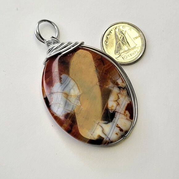 Amber Colored Agate Gemstone Pendant - Picture 5 of 11
